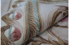 Piękny dywan Aubusson Habei ręcznie tkany z Chin 300x400cm 100% wełna przycinany rzeźbione kwiaty beżowy 