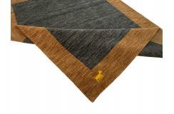Gładki 100% wełniany dywan Gabbeh Handloom szaro-brązowy 170x240cm 