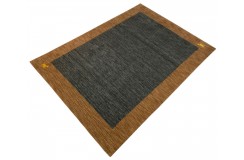 Gładki 100% wełniany dywan Gabbeh Handloom szaro-brązowy 170x240cm 