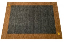 Gładki 100% wełniany dywan Gabbeh Handloom szaro-brązowy 170x240cm 