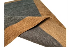 Gładki 100% wełniany dywan Gabbeh Handloom szaro-brązowy 170x240cm 