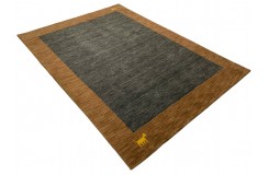 Gładki 100% wełniany dywan Gabbeh Handloom szaro-brązowy 170x240cm 