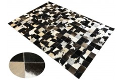 Naturalna skóra bydlęca dywan patchwork ok 140x200cm w kwadraty