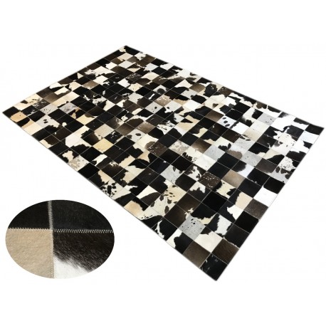 Naturalna skóra bydlęca dywan patchwork ok 200x300cm w kwadraty