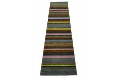 Kolorowy wełniany chodnik w pasy - Gabbeh 80x300cm Indie