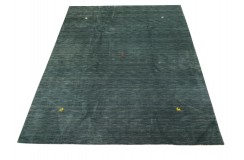 Gładki 100% wełniany dywan Gabbeh Handloom zielony 250x300cm delikatne motywy zwierzęce