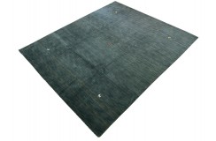 Gładki 100% wełniany dywan Gabbeh Handloom Loribaft zielony 170x240cm