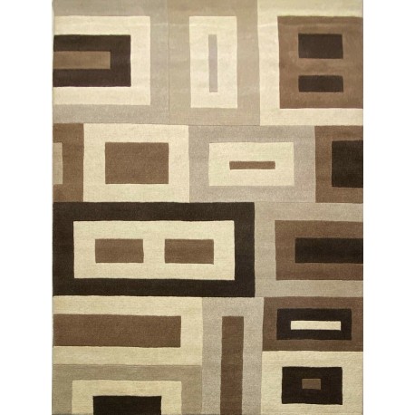 Welniany ręcznie tkany dywan Nepal Premium 170x240cm salonowy brązy geometryczny