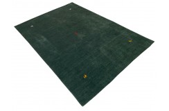 Gładki 100% wełniany dywan Gabbeh Handloom Loribaft zielony 170x240cm
