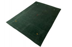 Gładki 100% wełniany dywan Gabbeh Handloom Loribaft zielony 170x240cm