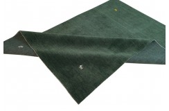 Gładki 100% wełniany dywan Gabbeh Handloom Loribaft zielony 170x240cm