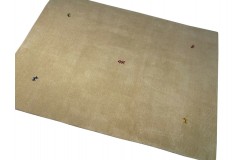 Gładki 100% wełniany dywan Gabbeh Handloom Loribaft beżowy 170x240cm