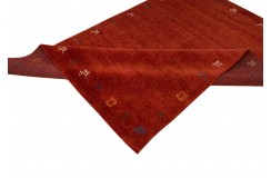 Gładki 100% wełniany dywan Gabbeh Handloom Loribaft ceglasty 170x240cm