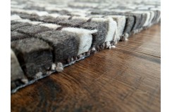 Wełniany dywan w rzędy kostek z wełny filcowanej, gruby designerski