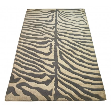 Designerski nowoczesny dywan wełniany ZEBRA 120x180cm Indie 2cm gruby beżowy