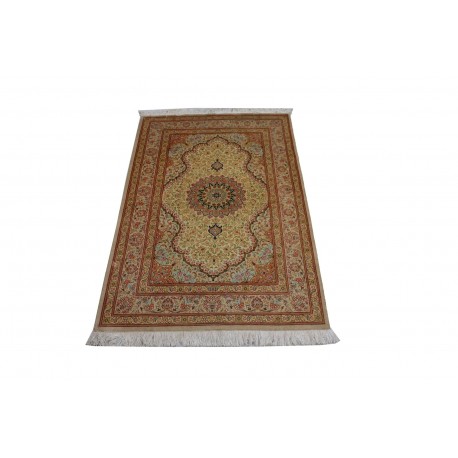 KOM - nowy piękny perski dywan (GHOM) 100% jedwab ręcznie tkany Iran oryginalny 98x147cm