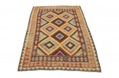 Kolorowy dywan kilim art deco 160x230cm z Afganistanu Chobi 100% wełna dwustronny vintage design nomadyczny