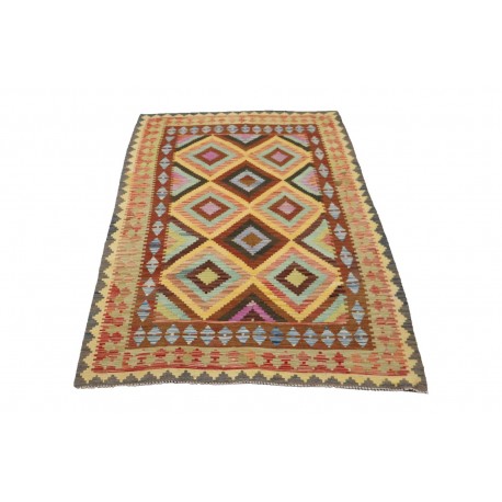 Kolorowy dywan kilim art deco 160x230cm z Afganistanu Chobi 100% wełna dwustronny vintage design nomadyczny