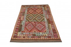 Kolorowy dywan kilim art deco 200x300cm z Afganistanu Chobi 100% wełna dwustronny vintage design nomadyczny