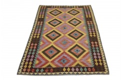 Kolorowy dywan kilim Maimana 165x245cm z Afganistanu 100% wełna dwustronny rustykalny