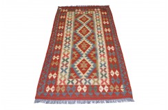 Kolorowy dywan kilim art deco 100x200cm z Afganistanu Maimana Chobi 100% wełna dwustronny vintage design nomadyczny