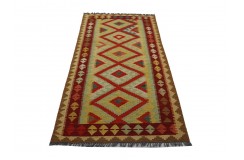 Kolorowy dywan kilim art deco 100x200cm z Afganistanu Maimana Chobi 100% wełna dwustronny vintage design nomadyczny