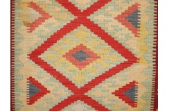 Kolorowy dywan kilim art deco 100x200cm z Afganistanu Maimana Chobi 100% wełna dwustronny vintage design nomadyczny