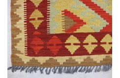 Kolorowy dywan kilim art deco 100x200cm z Afganistanu Maimana Chobi 100% wełna dwustronny vintage design nomadyczny