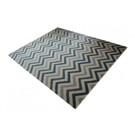 Nowoczesny wełniany dywan z Indii ręcznie tkany 240x300cm piękny wzór beż szary