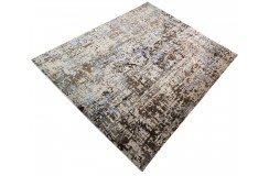 Jedwabny dywna z Nepalu 250x300cm w stylu vintage szary