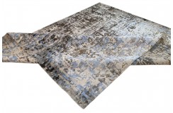Jedwabny dywna z Nepalu 250x300cm w stylu vintage szary