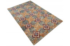 100% wełna gruby dywan z Indii 150x240cm design do salonu kolorowy