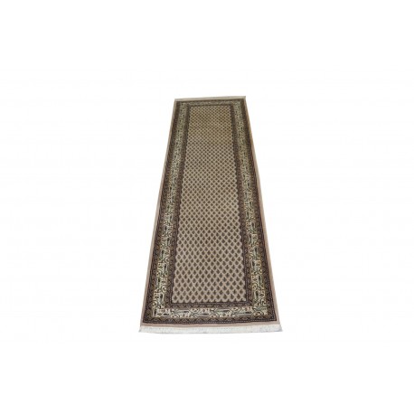 Beżowy piękny dywan Saruk Mir z Indii ok 90x300cm 100% wełna oryginalny ręcznie tkany perski wzór