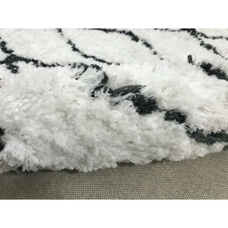 Piękny dywan Shaggy super soft 170x240cm 100% poliester, biały, czarny