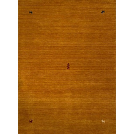 Gładki 100% wełniany dywan Gabbeh Handloom żółty/pomarańczowy 170x240cm etniczny