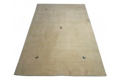 Gładki 100% wełniany dywan Gabbeh Loribaft beżowy 170x240cm delikatne motywy zwierzęce