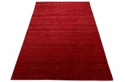 Gładki 100% wełniany dywan Gabbeh Handloom czerwony 170x240cm bez wzorów