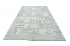 Welniany ręcznie tkany dywan Nepal Premium patchwork beż brąz szary 200x300cm