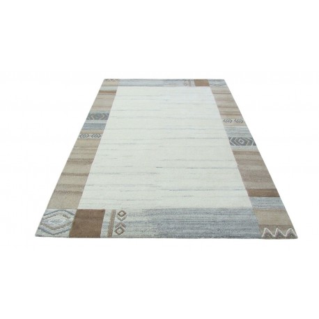 Welniany ręcznie tkany dywan Nepal Premium modny kolor bez brąz szary 170x240cm