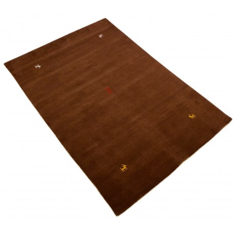 Gładki 100% wełniany dywan Gabbeh Handloom brązowy 120x180cm