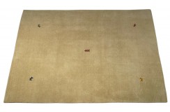 Gładki 100% wełniany dywan Gabbeh Handloom Loribaft beżowy 140x200cm
