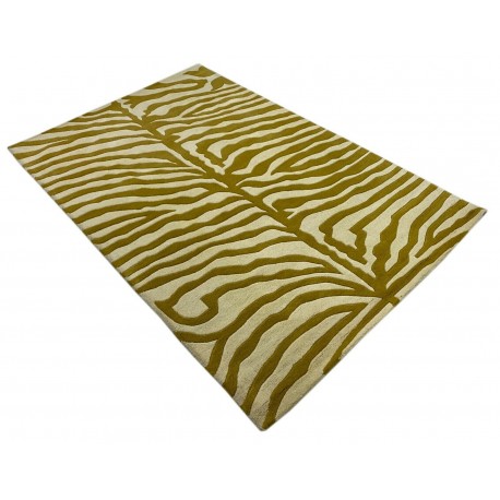 Designerski nowoczesny dywan wełniany ZEBRA żółty beżowy 150x240cm Indie 2cm gruby