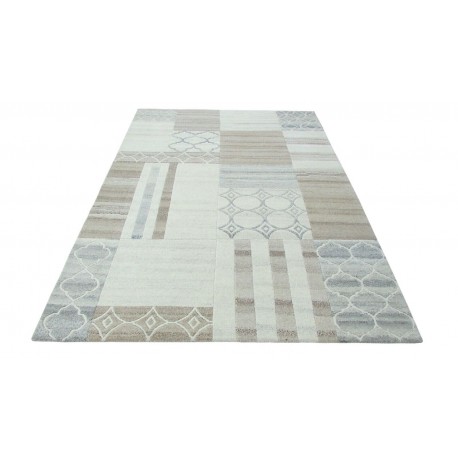 100% welniany ręcznie tkany dywan Nepal Premium naturalny 160x230cm patchworkowy wzór