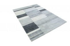 100% welniany ręcznie tkany dywan Nepal Tybet Premium szary 160x230cm patchwork do salonu