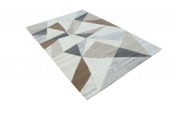 100% welniany ręcznie tkany dywan Nepal Tybet Premium szary 160x230cm patchwork do salonu