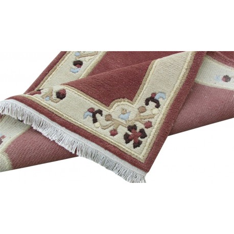 100% welniany ręcznie tkany dywan Nepal Premium ciemnoróżowy 70x140cm klasyczny