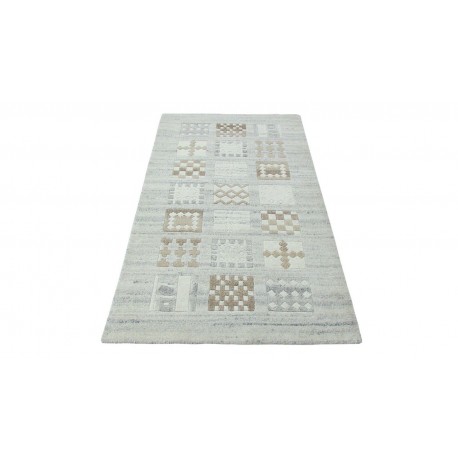 100% welniany ręcznie tkany dywan Nepal Premium beżowy 90x160cm patchwork