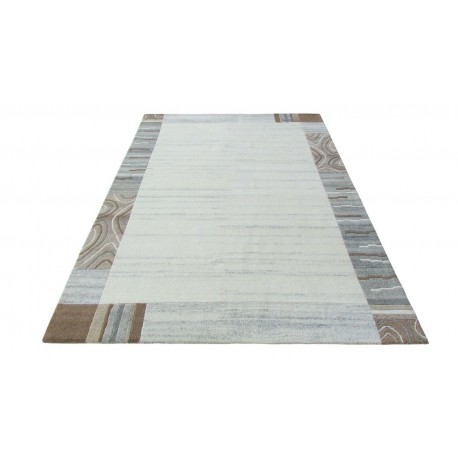 100% welniany ręcznie tkany dywan Nepal Tybet 163x225cm szary, beżowy