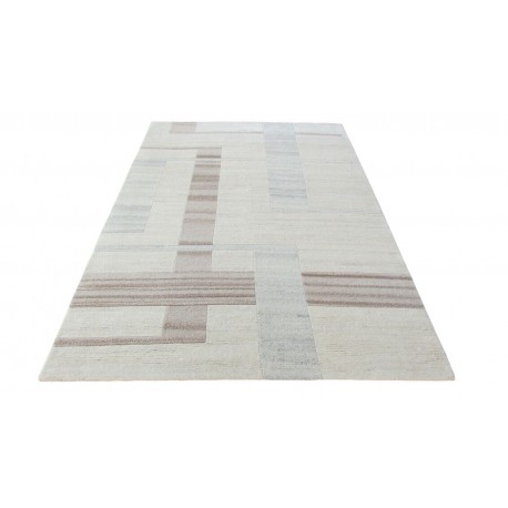 100% welniany ręcznie tkany dywan Nepal Tybet Premium brązowy szary beżowy 160x230cm patchwork vintage