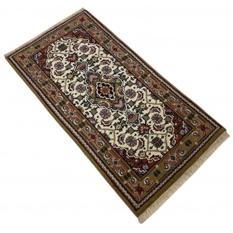 Wełniany ręcznie tkany dywan Bidjar Herati z Indii 70x140cm orientalny beżowy